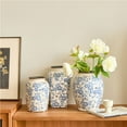 thumbnail image 4 of Blue and White Porcelain Vase Large Chinoiserie Floral Vintage Tall Blue Ceramic Vases, 4 of 7