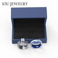 thumbnail image 5 of 3pc Couples Wedding Ring Sets His And Hers Women Sterling Silver Blue Moissanite and men Wedding Bands Together With Ring Gift Jewelry Box, 5 of 6
