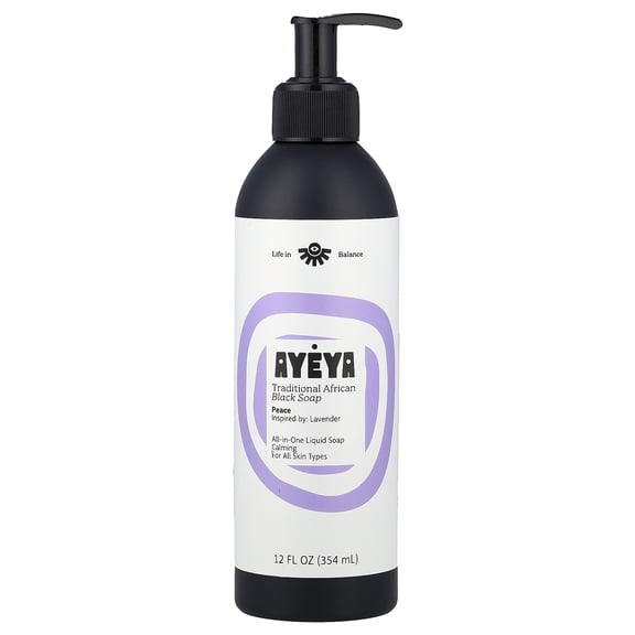 Ayeya Traditional African Black Soap, For All Skin Types, Lavender, 12 fl oz (354 ml)