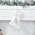 thumbnail image 4 of Mecorevxz Christmas Tree Bow Pattern Xmas Stockings 15 Inches Canvas with Faux Fur Suitable for Fireplace Hanging Stockings,Christmas Gifts(White), 4 of 7