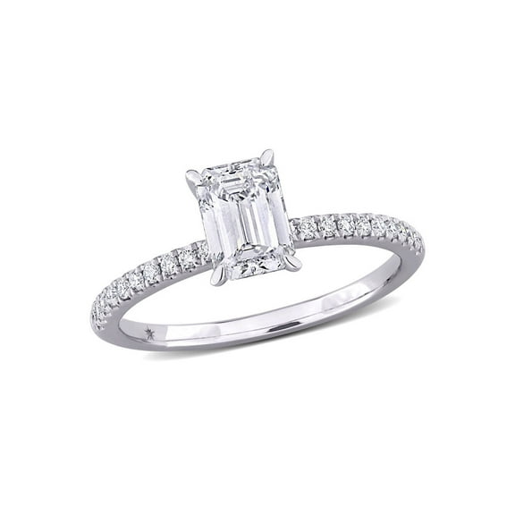 1.16 Carat (Ctw VS1-VS2, G-H) Lab-Grown Emerald-Cut Diamond Engagement Ring 14k White Gold for Women