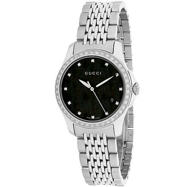 Gucci G-Timeless YA126509 Black Mother Of Pearl Dial Stainless Steel  Women's Watch 