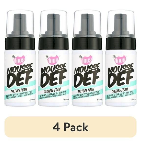 (4 pack) The Doux Mousse Def Texture Foam Travel/Trial Size 3.4 oz., Curly Hair, Moisturizing