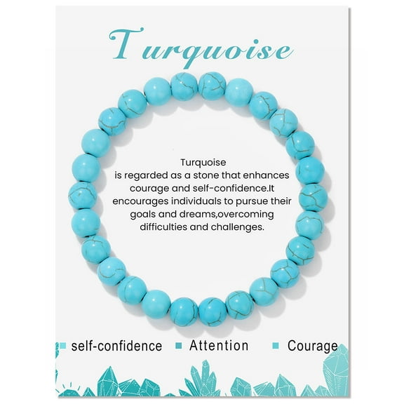 2 pc Turquoise Beaded Stretch Bracelets Round 7-1/2x1/4 inch(19x0.8cm)