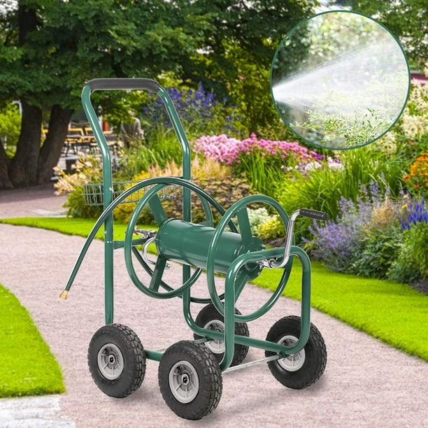 Portable Hose Pipe Reel,Hose Reel Cart Garden Hose Reel Cart With Wheels  Heavy Duty of Water Pipe Suitable for Gardens, Lawns, Sidewalks and  Backyards