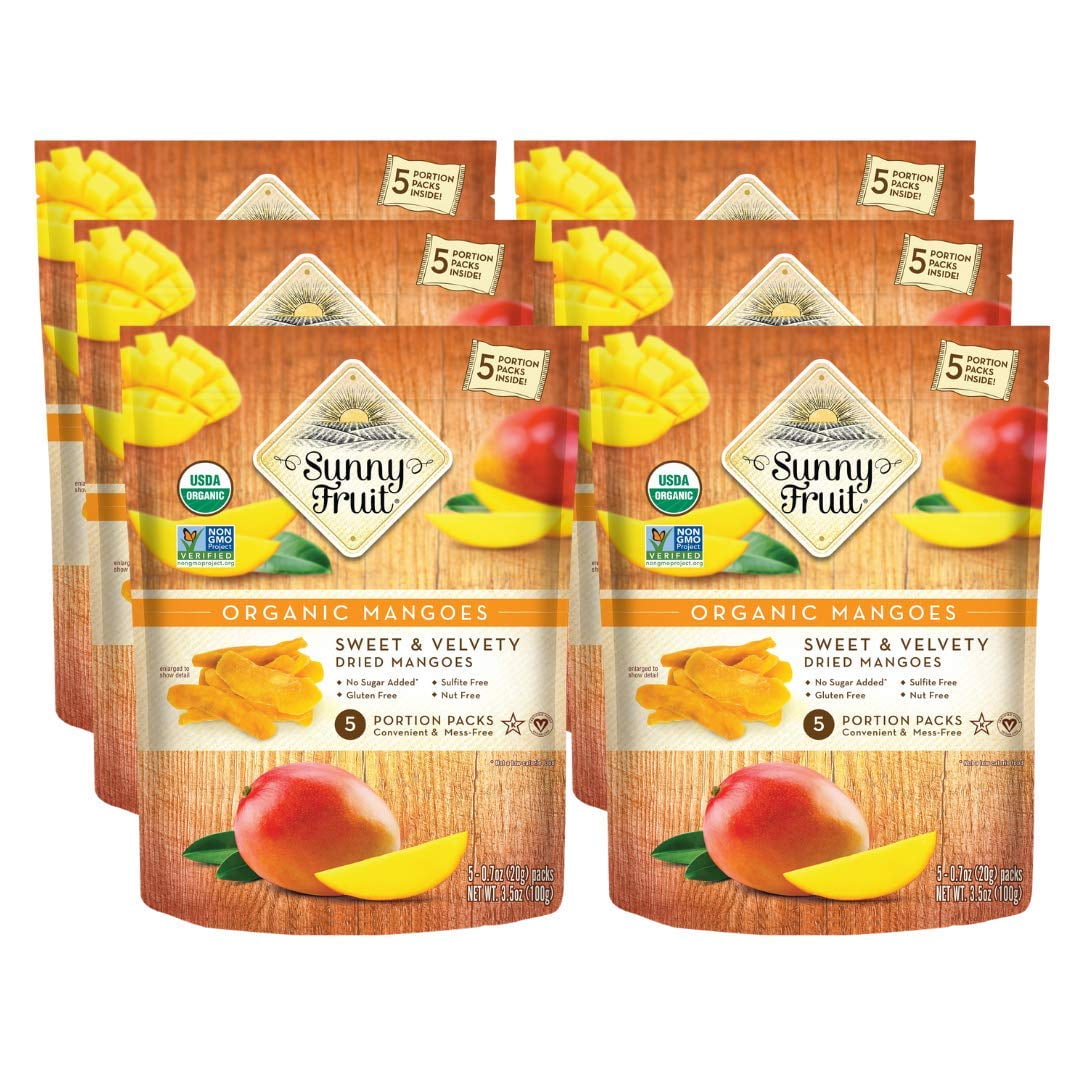 ORGANIC Dried Mango Sunny Fruit (30) 0.7oz Portion Packs per Bag