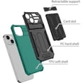 thumbnail image 3 of Case for iPhone 13,Military Grade [Built-in Kickstand] with Card Holder Dual-Layer Design Heavy Duty TPU+PC Shockproof Protection Phone Case for iPhone 13,6.1 inch (Green), 3 of 18