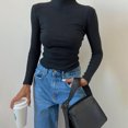 thumbnail image 2 of Blotona Womens Turtleneck Sweaters Casual Essential Solid Color Thumb Hole Long Sleeve Ribbed Knitted Pullover Jumper Tops, 2 of 5