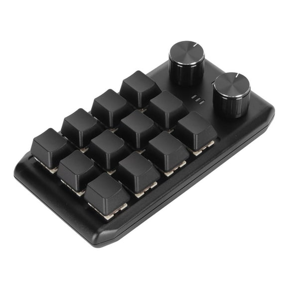 USB Custom Keypad, Mini Macro Mechanical Gaming Keyboard,12 Mechanical Keys 2 Knobs One Handed USB PC Keypad, Red Switch Gaming Keyboard,Programming Macro Keypad
