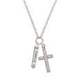 thumbnail image 2 of Delight Jewelry Silvertone Family Bar I Set You Apart Engraved Cross Zoey Necklace, 28", 2 of 4
