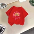 thumbnail image 2 of Girls Birthday Girl Rainbow Print T-Shirt, Short Sleeve Crew Neck Casual Tee for Kids, Cute Birthday Party Top for Daily Wear(Red,3-4 Years), 2 of 4