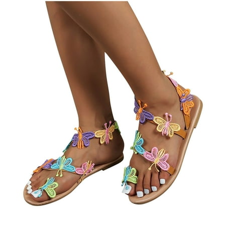 

Women Lace Flat Sandals Cute Boho Sandals 2023 Thong Slide Sandals Dresssy Low Wedge Travel Lace Wedding Sandals Summer Beach Sandals