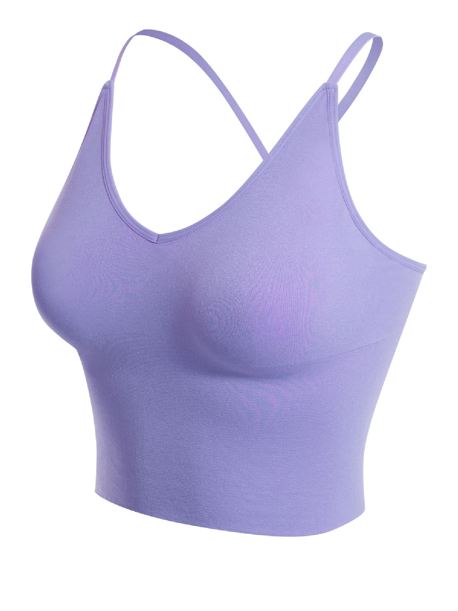 Design by Olivia Womens Seamless Padded Workout Sports Bra Cami Cropped Yoga Tank Top with Adjustable Straps