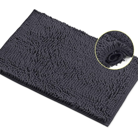 Alfombra de baño Luxurux de microfibra de chenilla, 20 x 30 cm, color gris