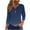 Blue, variant on Lovskoo Summer Tops for Women 2024 V Neck 3/4 Sleeve Trendy Casual Solid Color T Shirt Buttons Blouse Casual Tops Yellow