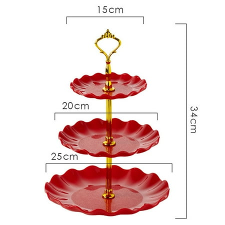 

Lierteer 3-layer Plastic Tray for Cake Fruit Cookies European style Cake Plate Stand