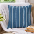 thumbnail image 3 of Pillow Covers 26x26 Set of 2, Boho Sea Blue Throw Pillow Covers Decorative Couch Cushion Cover, Minimalist Farmhouse Striped Microfiber Soft Square Pillowcases for Bedroom Living Room Sofa, 3 of 9
