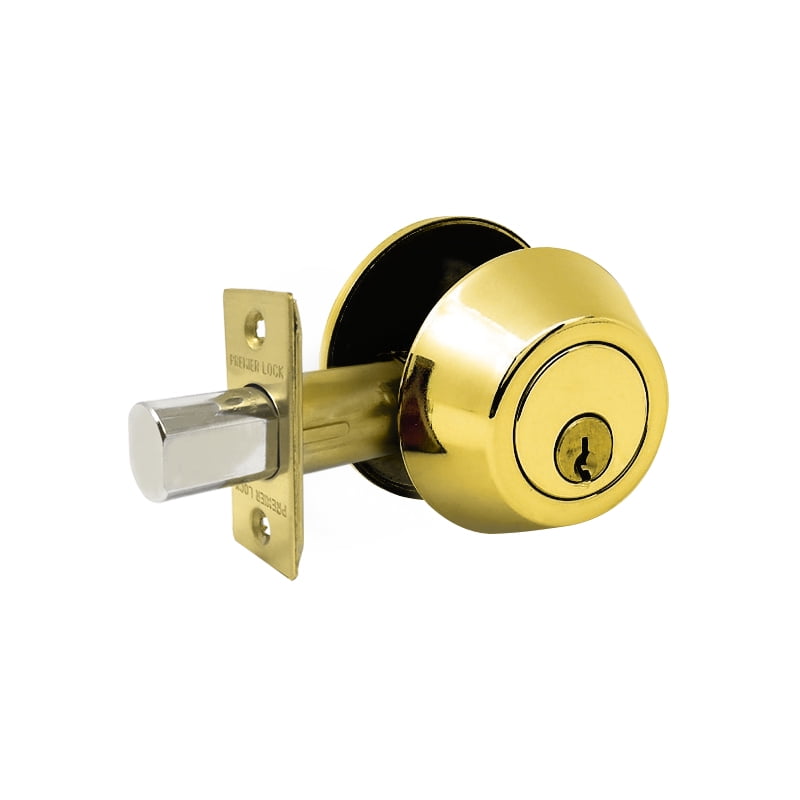 Brass Finish Grade 3 Combo Lock Set with Entry Door Knob and Deadbolt With 6 SC1 Keys - Boxed Keyed Alike