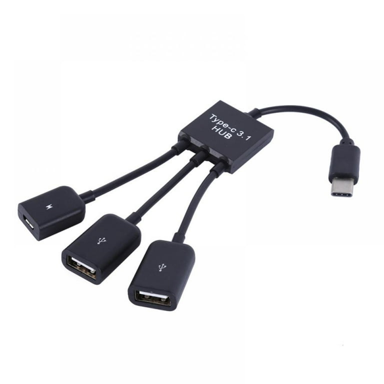 Micro USB Cable Adapter Split Splitter Lead Cord 3-Port Charging OTG Host  Cable Cord Adapter,3 in 1 Micro USB HUB Male to Female Double USB 2.0 for  Android Smart Phone Tablet 
