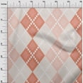 thumbnail image 3 of oneOone Velvet Dark Peach Fabric Argyle Sewing Material Print Fabric By The Yard 58 Inch Wide, 3 of 4