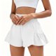 thumbnail image 4 of Shorts Holgados para Mujer con Cintura Elástica Fruncida, Shorts de Pierna Ancha para Verano, Casuales, Transpirables, para Entrenamiento, Correr y Yoga, con Bolsillos, Blanco, S, 4 of 7