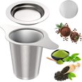thumbnail image 4 of Accesorio de cocina colador de té, filtro de té y tapa/bandeja de goteo, filtro de té extrafino, para todo el té suelto y todas las hojas de té, diseño, 4 of 4