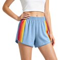 thumbnail image 2 of BODOAO Women's Striped Running Shorts, Casual Summer Mini Sweat Track Shorts with Elastic Waist, Lightweight Athletic Fabric, Curved Hem and Flexible Short Fit Sky Blue S, 2 of 4