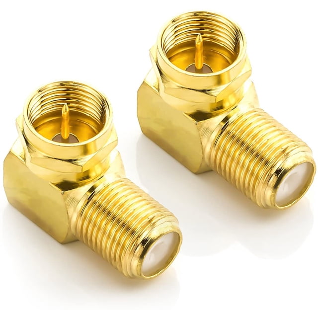 90° Elbow Adapter Set For Coaxial Cables Elbow F Adapters For 7Mm F Connector Gold Plated Sat Cable Connector - 2 Pieces