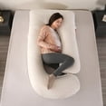 thumbnail image 3 of TOPCHANCES Pregnancy Pillow, J-Shape Full Body Maternity Pillow for Side Sleeping with Removable Cover, 27 * 57inch, Light Gold, 3 of 15