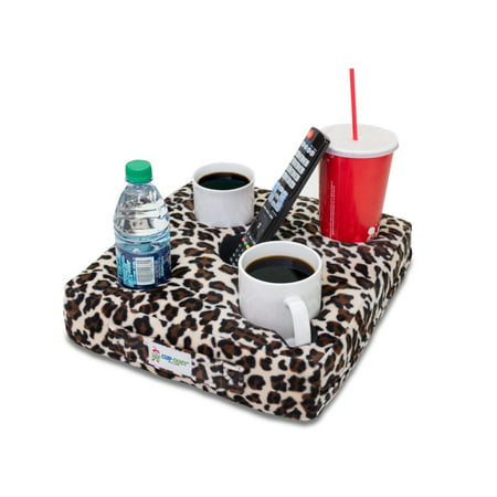 Cup Cozy Deluxe Pillow (Cheetah)- The world's BEST cup holder! Keep your drinks close and prevent spills. Use it anywhere-Couch, floor, bed, man cave, car, RV, park, beach and