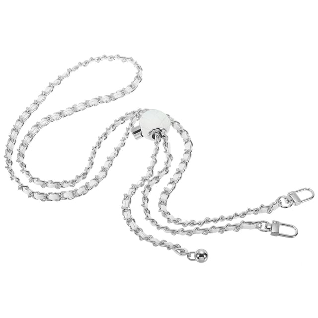 Unique Bargains 55 Inch Purse Chain Strap, Adjustable Handbag Chains Shoulder CrossBody Replacement for Bags, Silver Tone/White