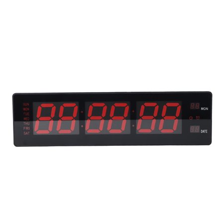 YAHHU 19 . 3 Inch Large LED Digital Wall Clock, Red Display with 3 Alarms and Temperature, EU Plug photo YAHHU 19 . 3 Inch Large LED Digital Wall Clock, Red Display with 3 Alarms and Temperature, EU Plug