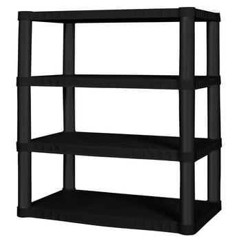 Hyper Tough 14"D x 21.75"W x 47.6"H 4 Shelf Plastic Garage Shelves, Black