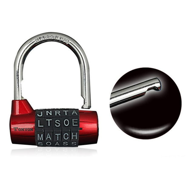 Maoww 5 Dial Letter Combination Padlock Security Code Lock Outdoor Camping Travel Kit Diary Password Luggage Padlock Red