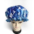 thumbnail image 5 of WIRESTER Blue Sea Mermaid Pattern Reusable Elastic Band Shower Caps, Adjustable Elastic Band Bath Cap, Waterproof Double Layer Satin Shower Cap for Women Hair Dry, 5 of 6