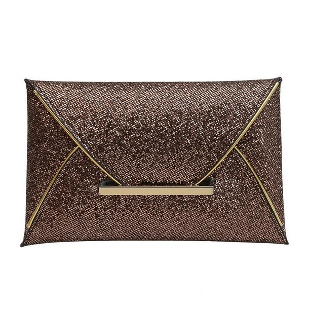 Bolso Noche Embrague Brillante Lujo para Mujeres Boda (marrón Claro)