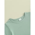 thumbnail image 5 of Suealasg Toddler Girls Clothes 6M 1T 2T 3T 4T 5T Ribbed Short Sleeve Round Neck T-Shirt with Flare Trousers 2pcs Kids Baby Girls Summer Outfits, 5 of 8
