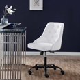 thumbnail image 2 of Computer Work Desk Swivel Tufted Chair, Faux Vegan Leather, Black White, Modern Contemporary Urban Design, Home Business Office Furniture, 2 of 9