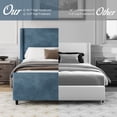 thumbnail image 3 of King Size Bed Frame, 50.7'' High Upholstered Bed Frame with High Headboard and High Footboard, No Box Spring Needed, Blue, 3 of 7