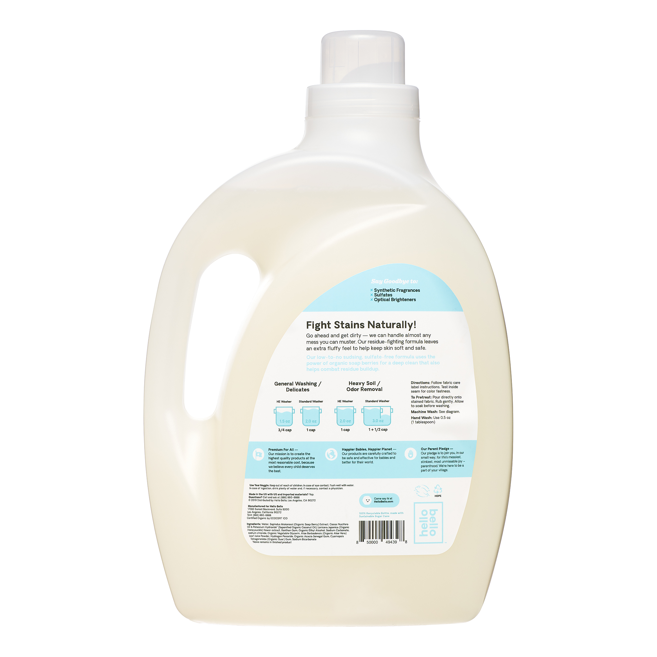 Hello Bello Organic Laundry Detergent, Unscented, 96 fl oz - image 4 of 5
