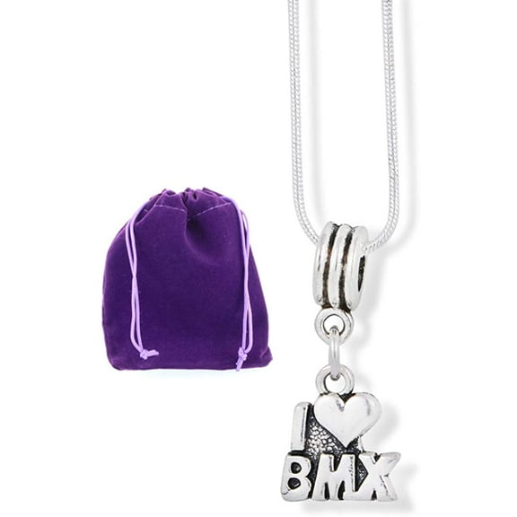 I Love Heart BMX bicycle racing Charm Snake Chain Necklace