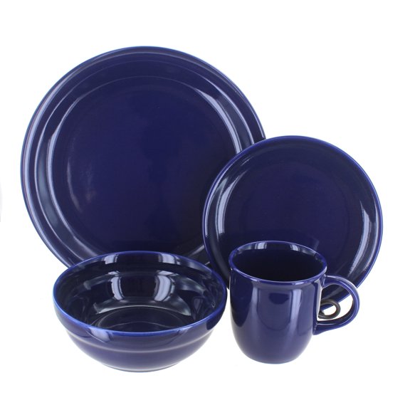Blue Rose Polish Pottery Cobalt 16 Piece Dinnerware Set