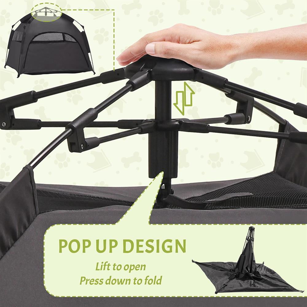 Topcobe Pop Up Dog Tent for Extra Large and Large Dogs with Carry Bag, for Beach, Backyard, Home, Portable Indoor/Outdoor Dog Bed, Dark Gray