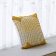 thumbnail image 2 of 16" Handwoven Cotton Throw Pillow Cover with Ribbed Line Dots and Wave Border, 2 of 7