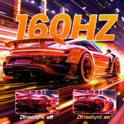 CRUA 27 160Hz Gaming Monitor, IPS UHD(3840x2160P), 120% SRGB, Support FreeSync, Height adjustable, Lighting effects, Built-in Speakers, HDMI & DP, Black