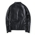 thumbnail image 5 of IROINNID Men's Long Sleeve Faux Leather Mid-Length Jacket Solid Color Casual Autumn Spring And Autumn Faux Leather Jacket, 5 of 8