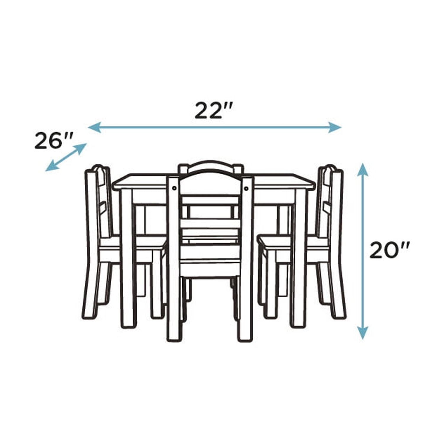 Humble Crew Primary Kids Solid Print 5-Piece Lightweight Outdoor Activity Table and Chair Set 4 Off-White
