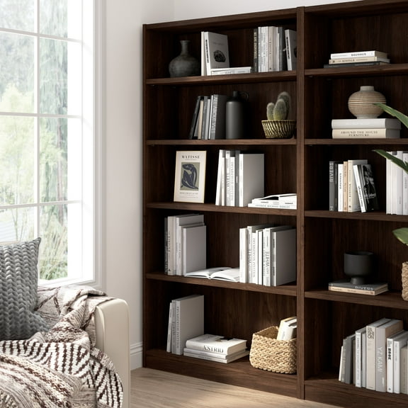Universal Tall 5 Shelf Bookcase in Black Walnut - Engineered Wood