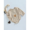 thumbnail image 3 of Bagilaanoe Newborn Baby Boy Girl Romper Tops Casual Long Sleeve Bear Embroidery Bodysuit 6M 12M 18M 24M Front Pocket One-Piece Pullover, 3 of 8