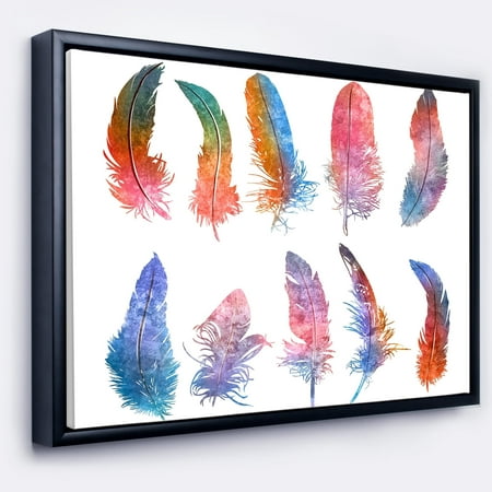 DESIGN ART Designart 'Rainbow Feathers' Floral Art Framed Canvas Print